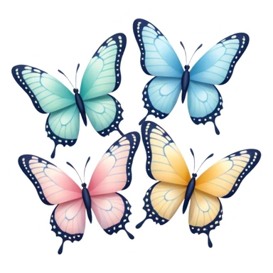 Three pastel colorful butterflies flying sticker
