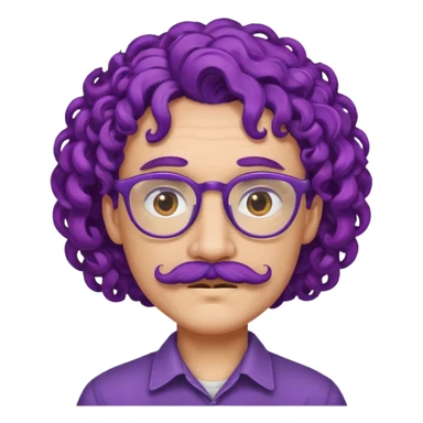 mustached curly purple haired earringed dpectacled sticker