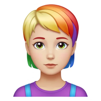 White lesbian with short hair rainbow coloured skin sticker