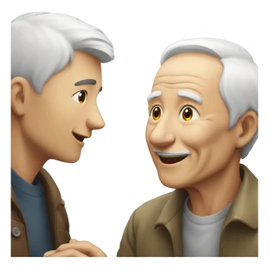 Young man helping old man using AI  sticker