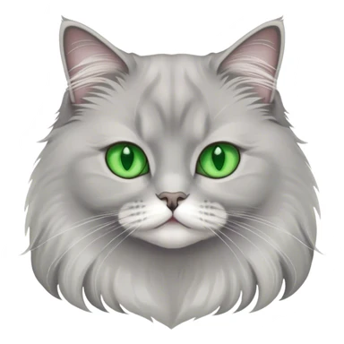 cat, grey and white, britsh long hair with green eyes sticker