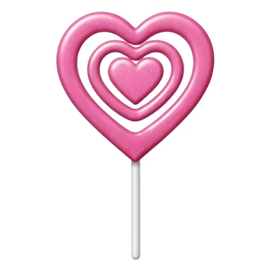 Pink heart shaped lollipop with glitter  sticker