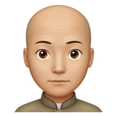 chineese man with a bald head and PONYTAIL coming out in the middle sticker