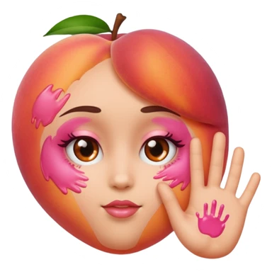 Peach with hand print on face sticker
