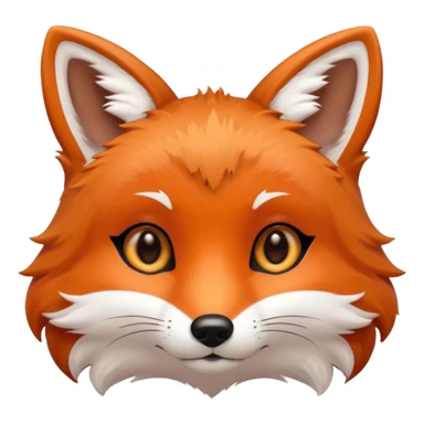 cute fox only face colors of an animal emoji, not a person, meaning only one color for the eyes sticker