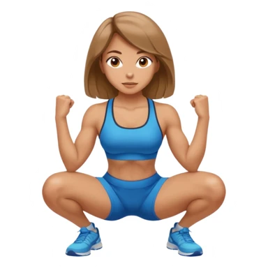 Beautiful woman with light brown shoulder length hair popping a squat without any weights sticker