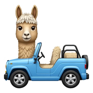 Llama driving a blue jeep sticker