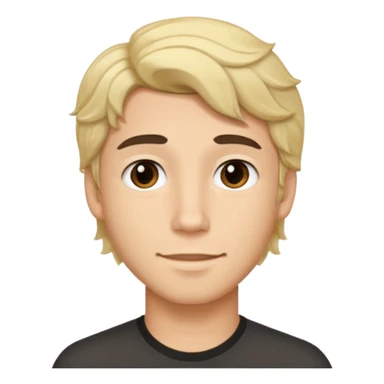 emoji of a young man with wavy black hair and blonde highlights, no beard, friendly expression sticker