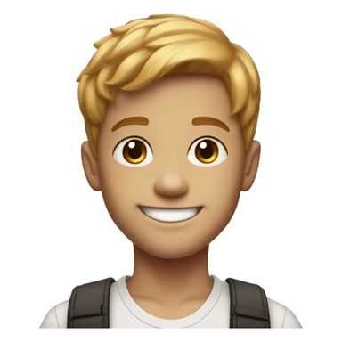 smiling boy with short, business-cut, reddish-blonde hair and freckles portrait sticker