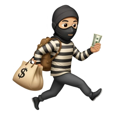 profile view of a thief running with a money bag on the back sticker