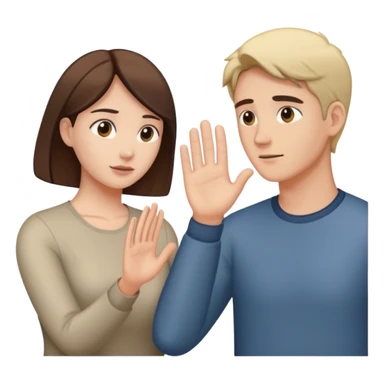 couple with man showing avoidant attachment style (turning away slightly) and woman showing approachable attachment style (reaching out) sticker