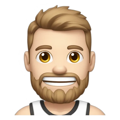 Pale skinned Fit Man With the biceps and brown hair in black shirt, gray sports shorts and white Sneakers Writing text on the flipchart sticker