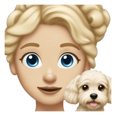 Two blonde girl with blue eyes and one maltipoo dog sticker