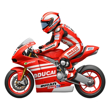 Un emoji de moto gp dé Ducati Marc Márquez pero con la moto  sticker
