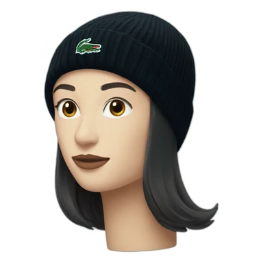 Black lacoste beanie with lacoste sticker