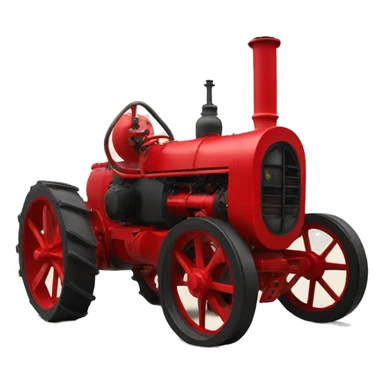 Red steam tractor without a roof sticker