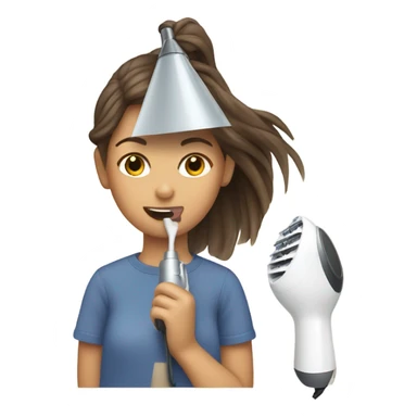 Girl using hair dryer to dry sails sticker