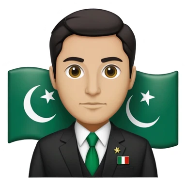 Pakistani diplomat in formal attire with Pakistan flag pin on lapel sticker