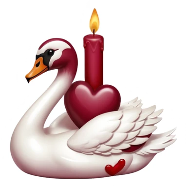Maroon heart, swan , candle sticker