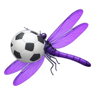 a purple dragonfly playing soccer sticker