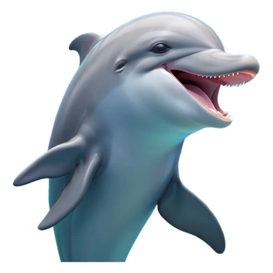 Cinematic Cute Yawning Bottlenose Dolphin Portrait Emoji, Head tilted slightly with a dramatic, wide-open yawn, showcasing a sleek, shiny glossy body with softly curved fins and drowsy, half-closed eyes, Simplified yet irresistibly adorable features, highly detailed, glowing with a soft, cozy aquatic glow, high shine, relaxed yet expressive, stylized with a hint of whimsical marine ease, soft glowing outline, capturing the essence of a drowsy yet affectionate dolphin that appears ready to stretch out and yawn its way out of the screen! sticker