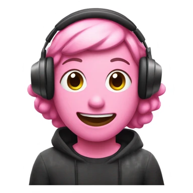 Pink poop emoji wearing headphones sticker