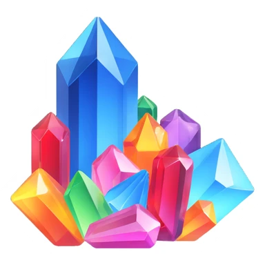 crystal icon, 3D model, prismatic colors sticker