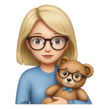 girl wearing glasses and teddy  sticker