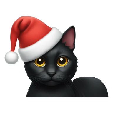 Black cat with Christmas hat sticker