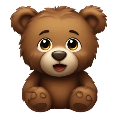 Fluffy cute brown tedd bear sticker
