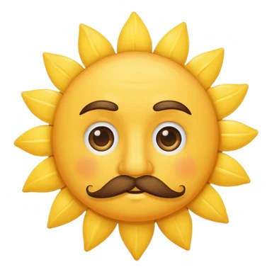 sun with mustache with no smile no brows sticker
