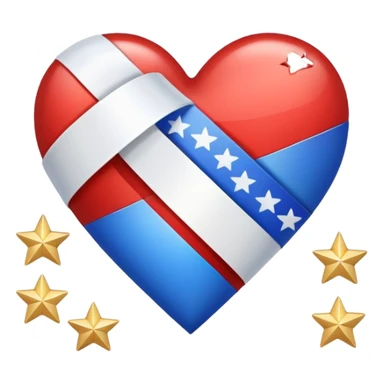 Patriotic heart white ribbon and gold stars sticker