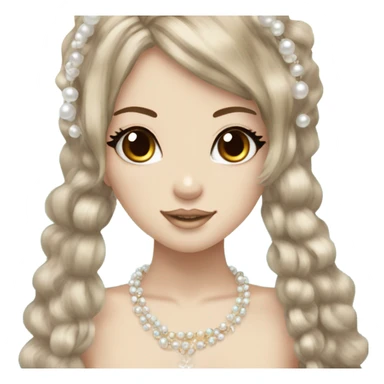 mermaid hime gyaru girl, brown hair, pearles sticker