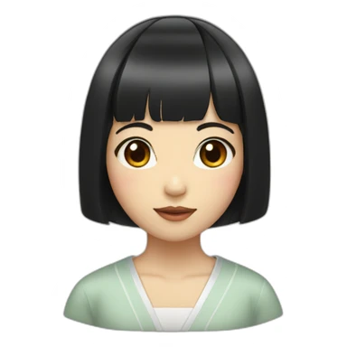 japanese girl with black bob and bangs sticker