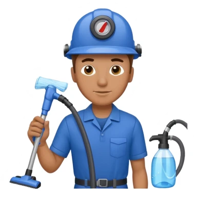 técnico de limpieza hombre sujetando la boquilla de una aspiradora de agua sticker