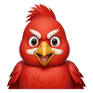 Male Cardinal (bright red)

"Laughing male cardinal bird, eyes closed, beak open wide, joyful expression, feathers slightly puffed, cartoon emoji style. sticker