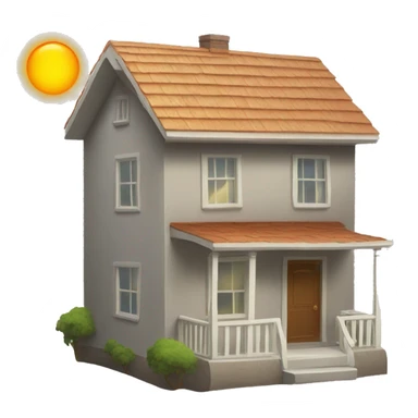 a small house with windows and the sun outside sticker