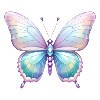 Pastel white iridescent glass crystal butterfly sticker
