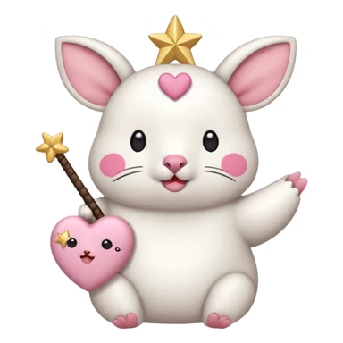 GENERATE ME A MOMONGA WHITE ANIMAL  FROM CHIIKAWA AND PUT A SAKURA FLOWER ON HIS HEAD AND A STAR PELT ON HIS BELLY AND A HEART PURSE ON HIS ARM WITH HIS FACE MAKE HIS TOUNGE STICK OUT WITH A LITTLEPINCH OFDROOL sticker