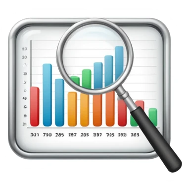 magnifying glass over a bar chart sticker