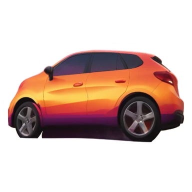 car on the view of sunset sticker