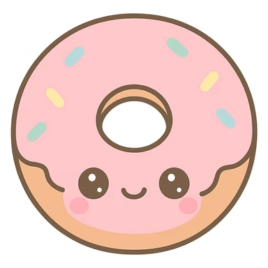 cute kawaii style donut, adorable, pastel colors sticker