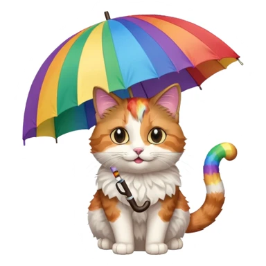Cat with rainbow umbrella sticker