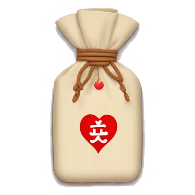 A Japanese omamori with a love heart on it, with a knot sticker