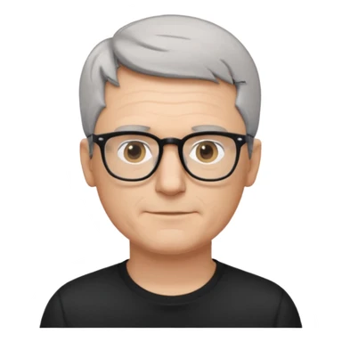 middle-aged-thin-white-man,grey-short-hair-&-glasses,-wearing-black-t-shirt, facing right sticker
