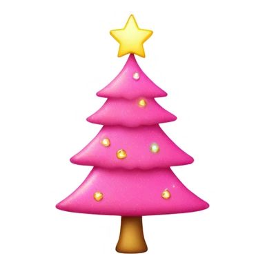 Pink Christmas tree with glitter and lights sticker