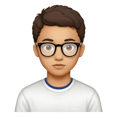 lightskin teen with acne and nerd glasses, medium hair sticker