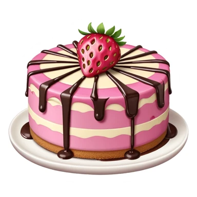Pink Strawberry Cheesecake With Chocolate Syrup  sticker