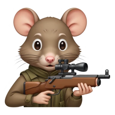 a crazy rat aiming down a sniper rifle sticker