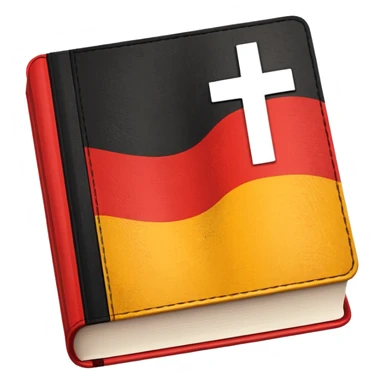 book with a check mark and German flag above it sticker